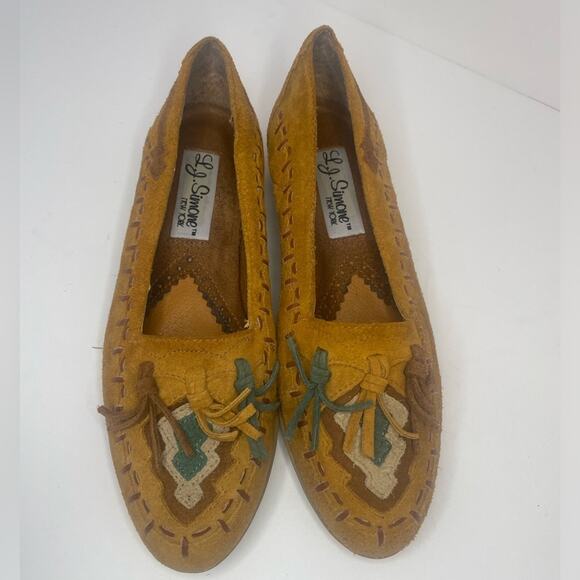 Vintage leather L J Simone New York loafers shoes flats 7 tassel boho - Picture 2 of 11